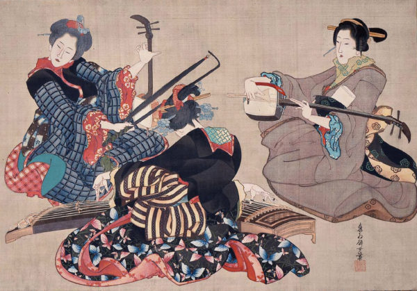 katsushika_oi_-_three_women_playing_musical_instruments