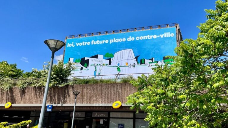 Lire la suite à propos de l’article Inauguration Bâche ILLUSTRATION “Evry, futur centre ville” de F. Senaud, Mardi 30 mai 2023