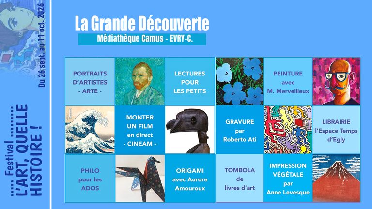 Lire la suite à propos de l’article LA GRANDE DÉCOUVERTE : ATELIERS et activités artistiques, samedi 3 octobre 2026